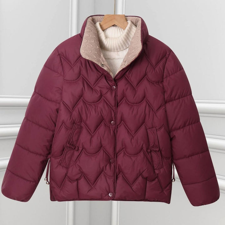 Veste Matelassée Festonnée – Rouge Foncé