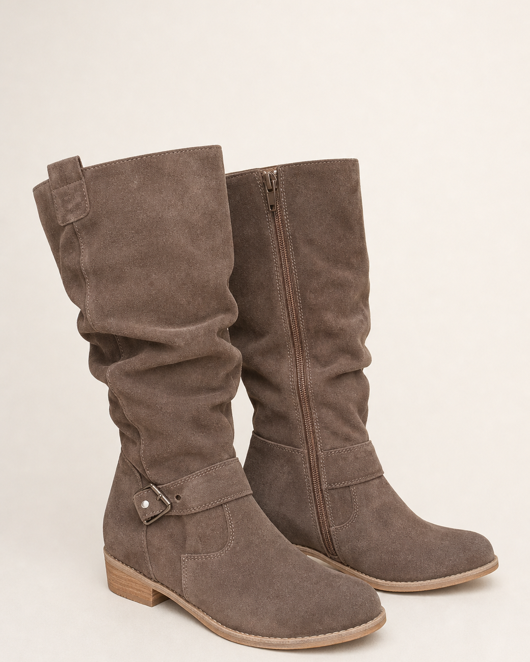 Bottes Mi-Mollet à Petit Talon – Café