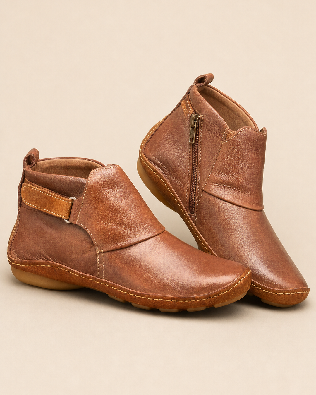 Bottines Confortables à Bride – Marron Foncé
