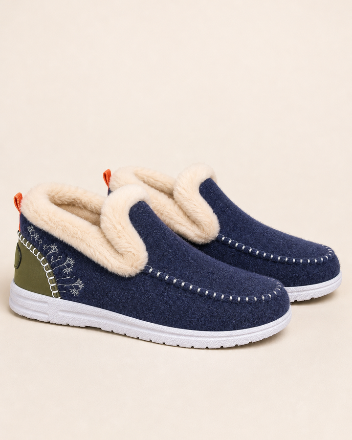 Bottines Doublées Style Mocassin – Bleu