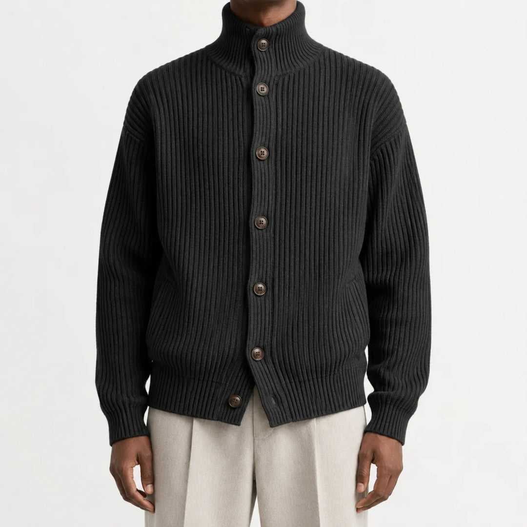 Cardigan Homme à Col Montant – Noir