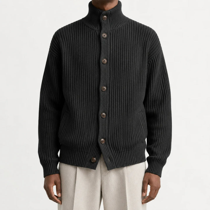 Cardigan Homme à Col Montant – Noir