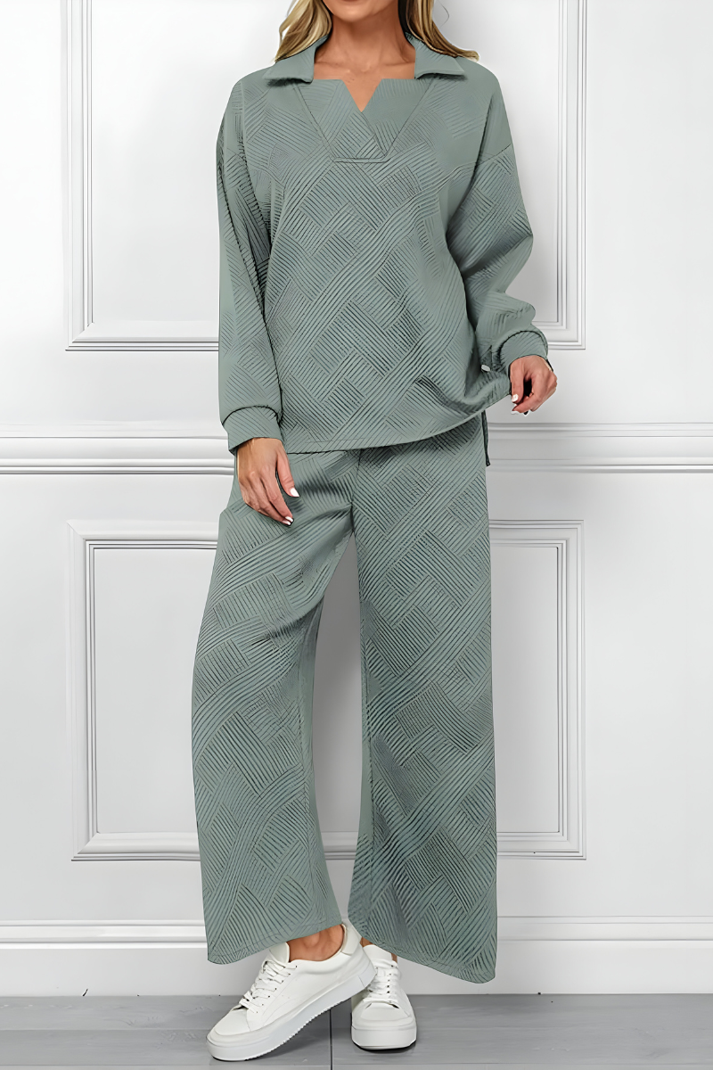 Ensemble Pantalon Large Texturé – Vert