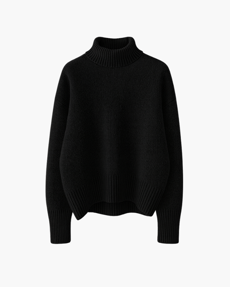 Pull Ample à Col Roulé – Noir