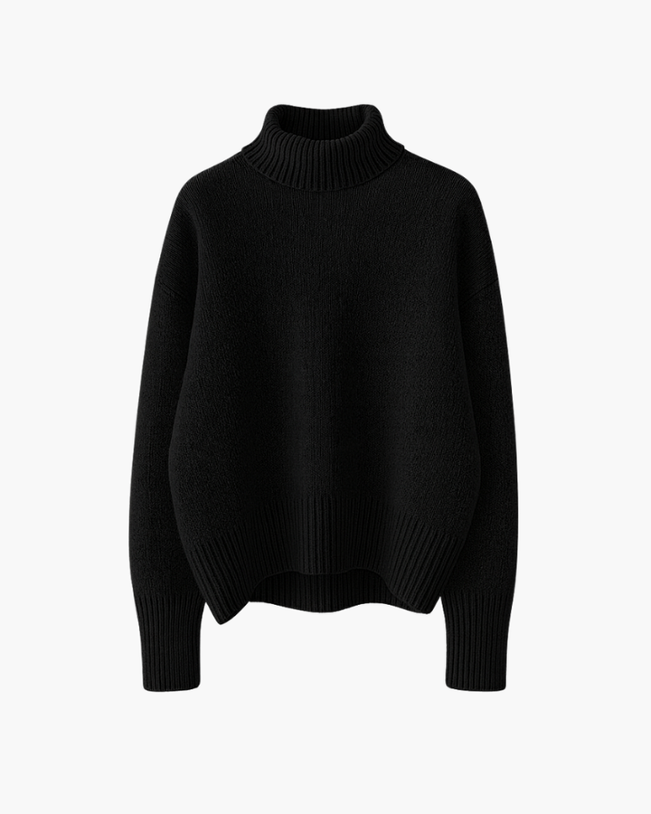 Pull Ample à Col Roulé – Noir