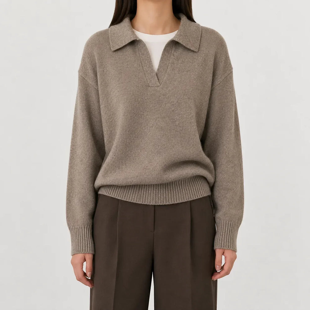 Pull Élégant à Col Polo – Moka