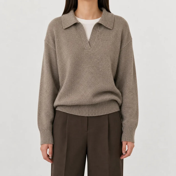 Pull Élégant à Col Polo – Moka
