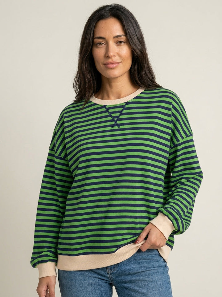 Top Ample à Rayures Fines – Vert