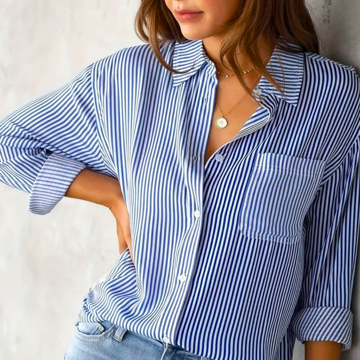 Top Rayé à Coupe Décontractée – Bleu