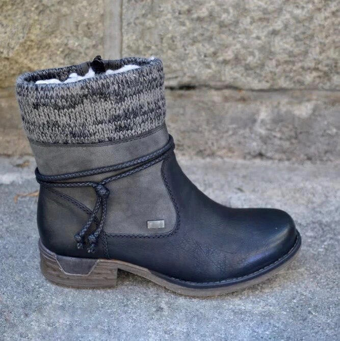 Stiefeletten mit Strickumschlag