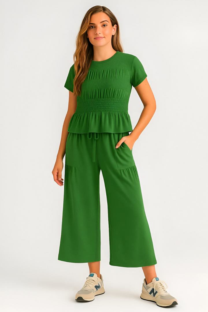 Ensemble Pantalon Large Décontracté – Vert