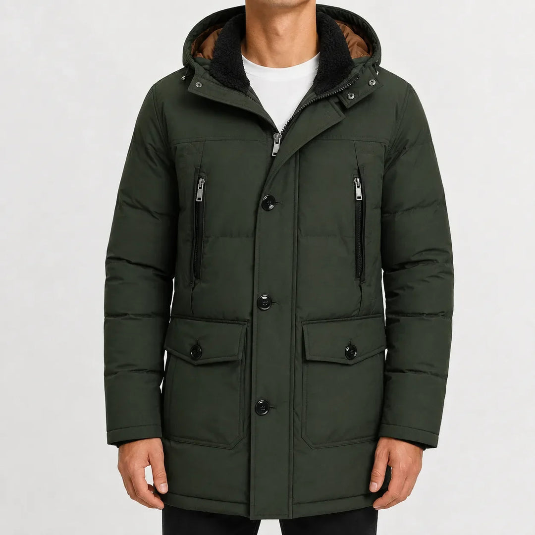Manteau d'Hiver Homme à Capuche – Vert Forêt