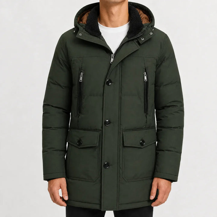 Manteau d'Hiver Homme à Capuche – Vert Forêt