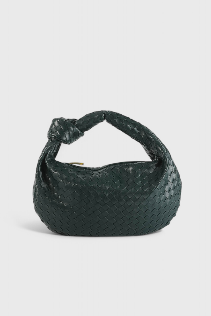 Sac Porté Épaule Tressé – Vert Foncé