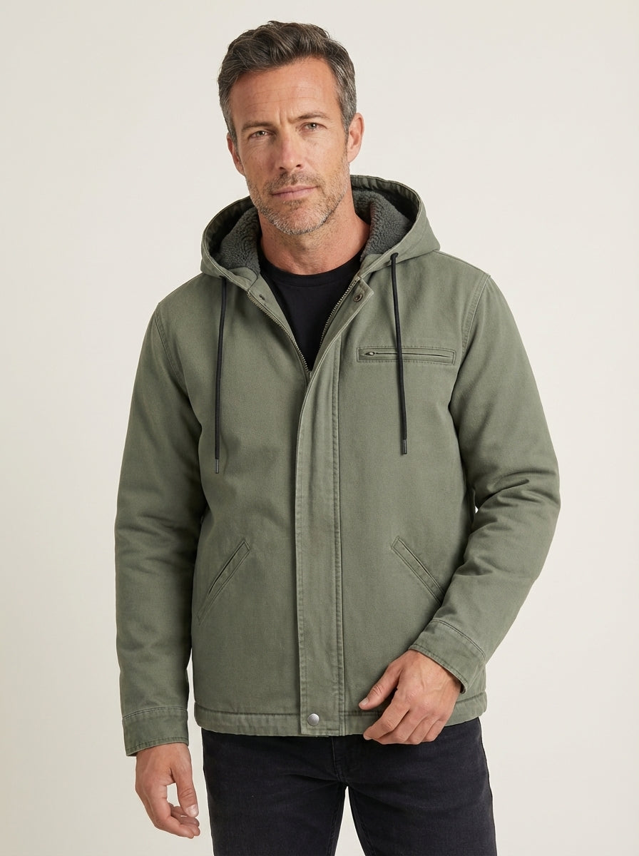 Veste Utilitaire Doublée à Capuche – Vert