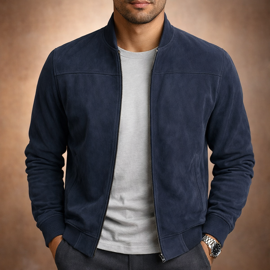 Veste Bomber Légère pour Homme – Bleu Foncé