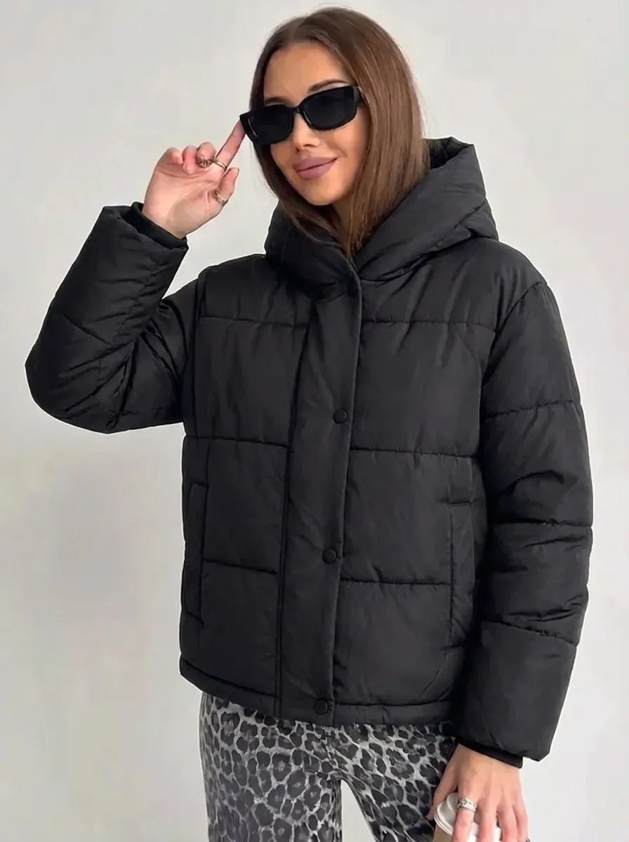 Veste Bouffante à Capuche Ample – Noir