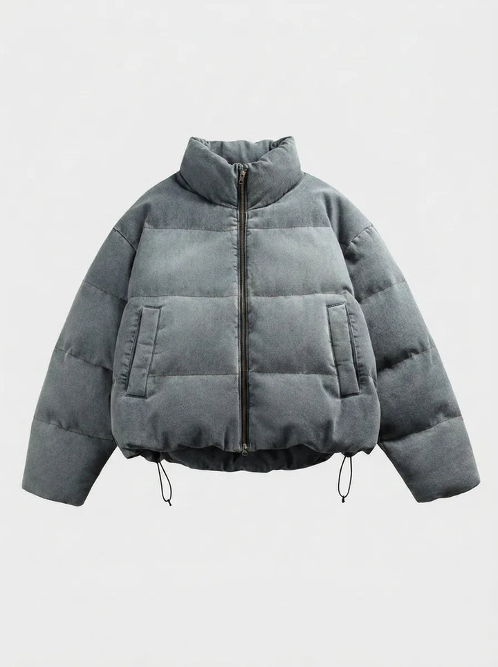 Veste Bouffante à Col Montant – Gris