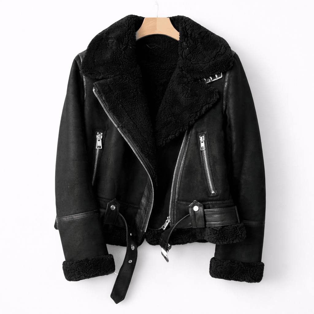 Veste Ceinturée à Col Douillet – Noir