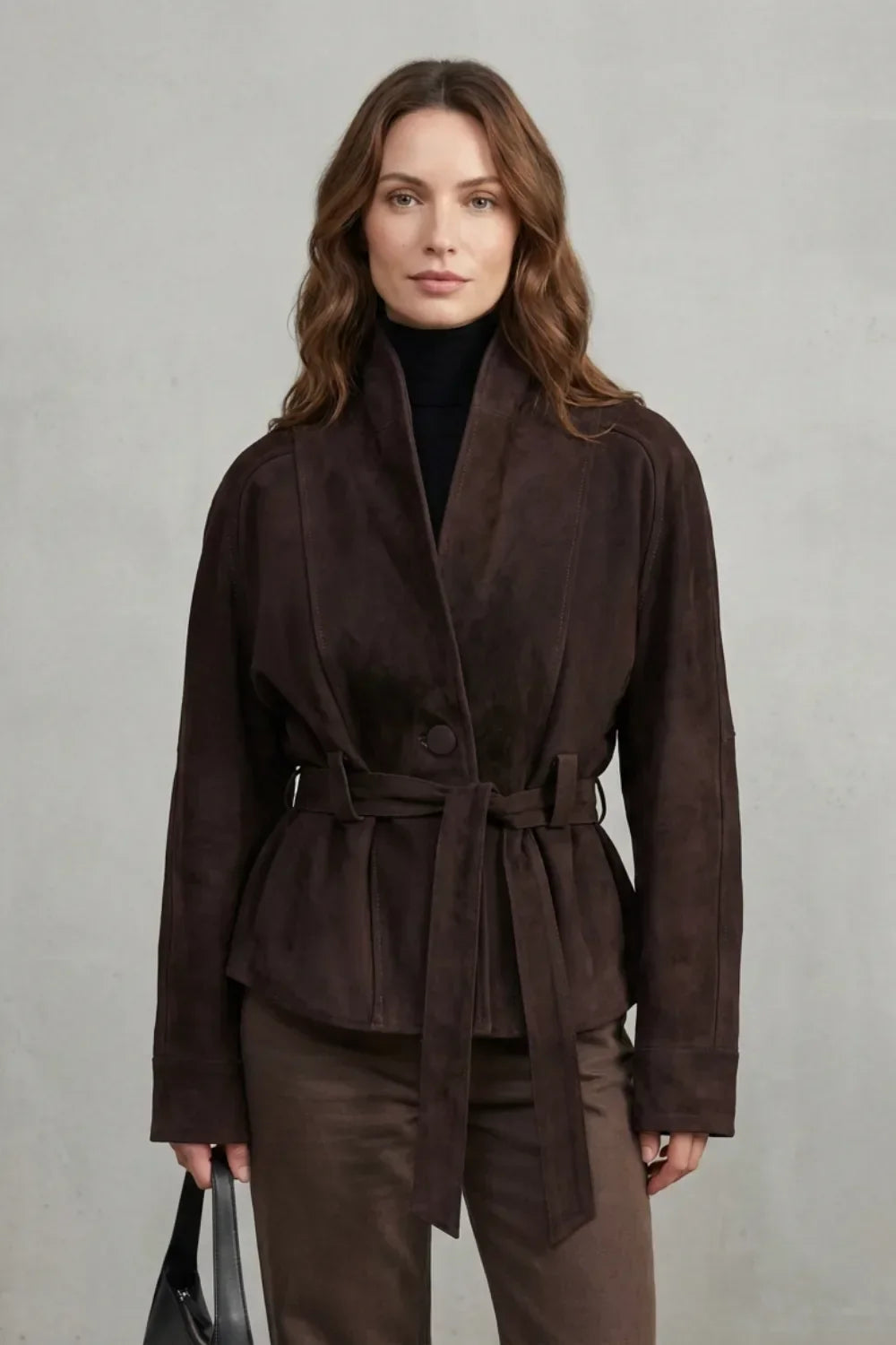 Veste Ceinturée à Col Montant