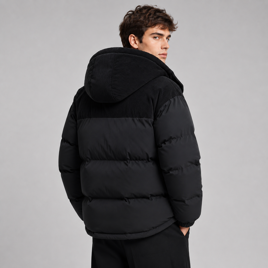Veste Chaude à Empiècement Contrasté