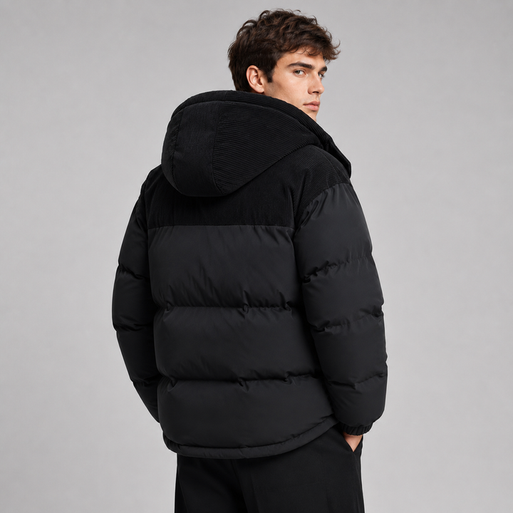 Veste Chaude à Empiècement Contrasté