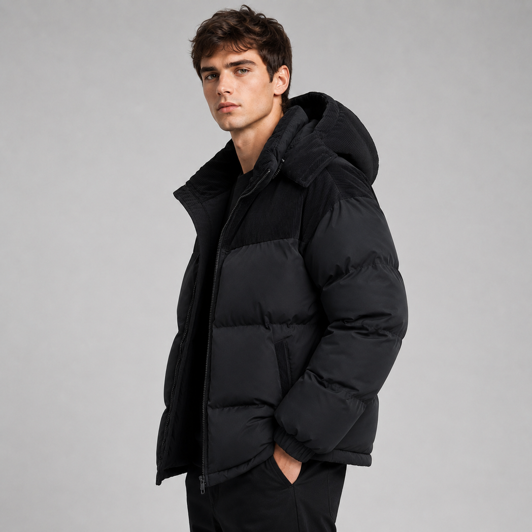 Veste Chaude à Empiècement Contrasté