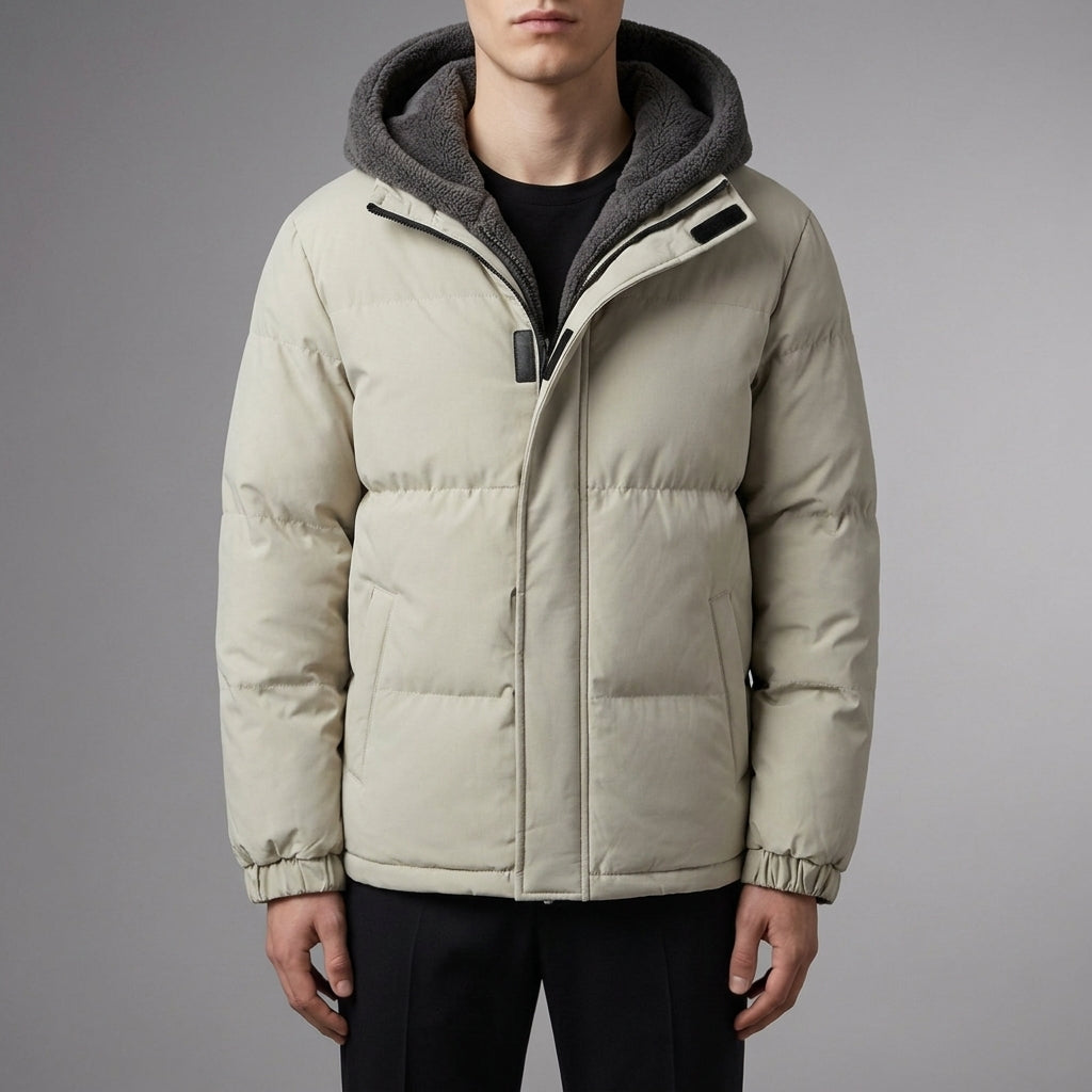 Veste Chaude à Capuche Doublée – Gris