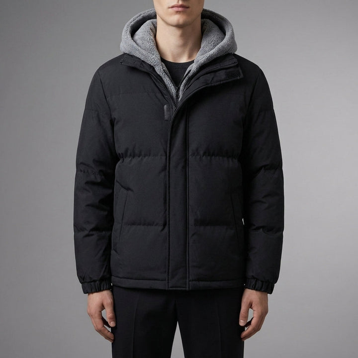 Veste Chaude à Capuche Doublée – Noir