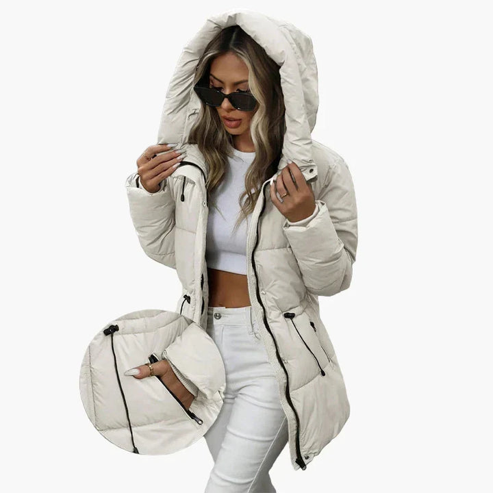 Veste Chaude à Silhouette Cintrée – Blanc