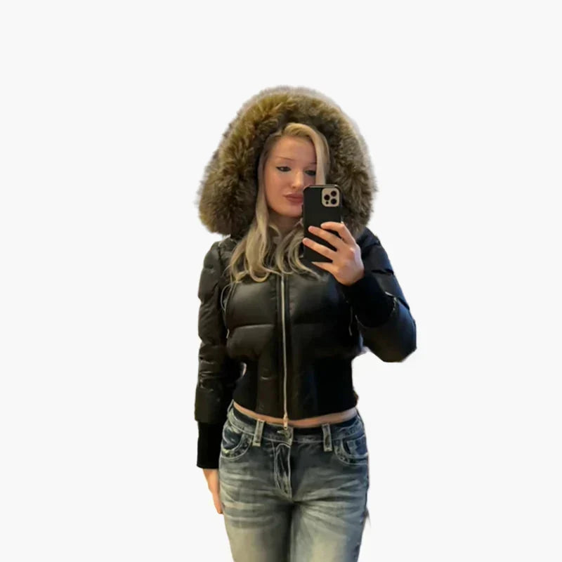 Veste Chaude à Silhouette Cintrée – Noir
