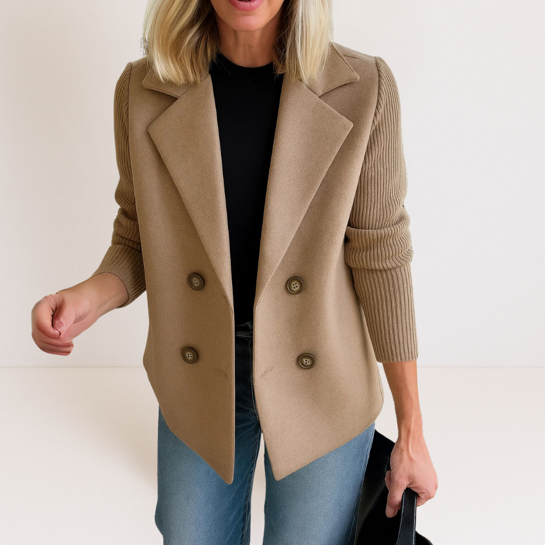 Veste Cintrée à Manches Texturées – Beige