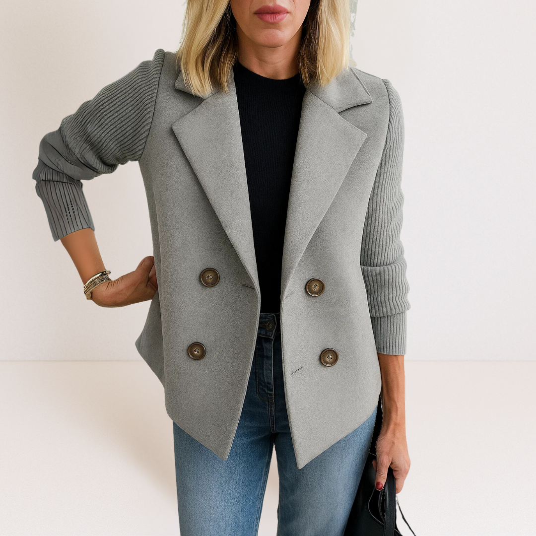 Veste Cintrée à Manches Texturées – Gris