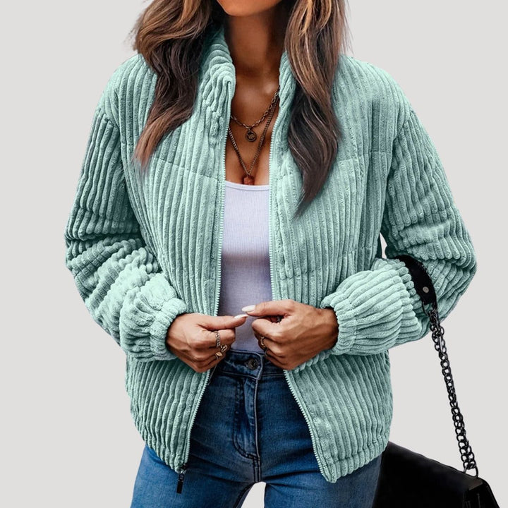 Veste Côtelée Style Bomber – Vert