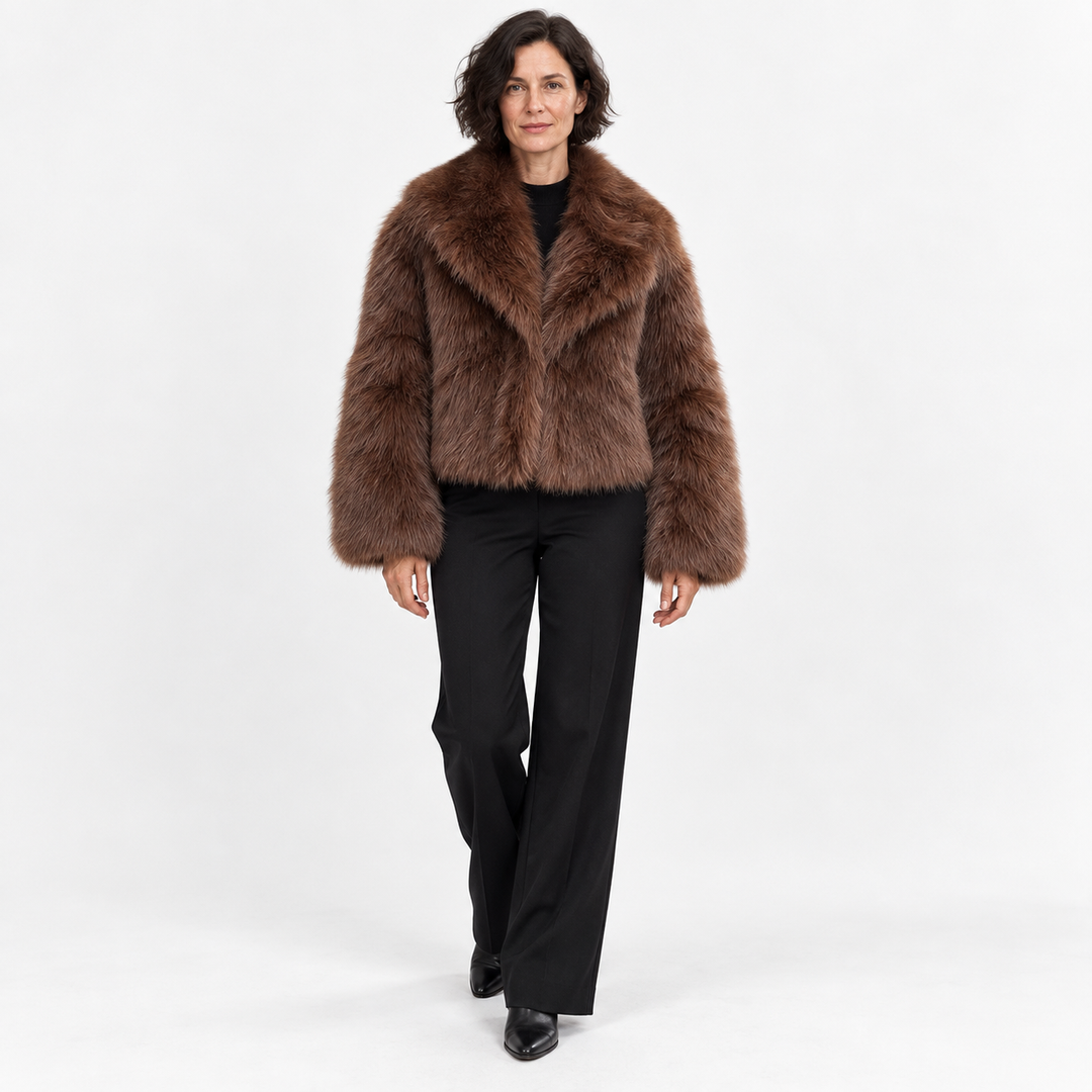 Veste Courte Style Glamour – Marron