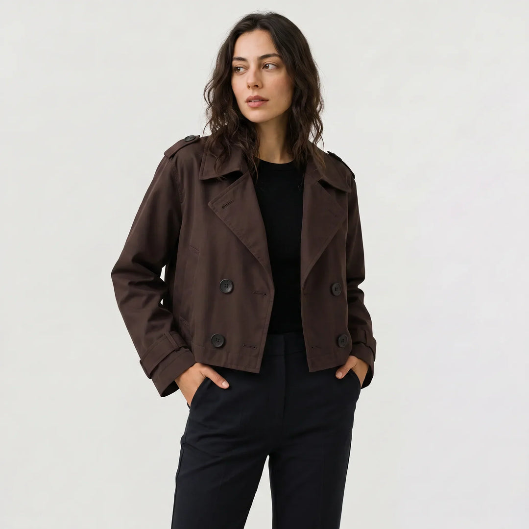 Veste courte style trench – Marron