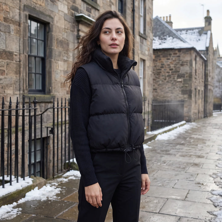 Veste Courte Zippée sans Manches