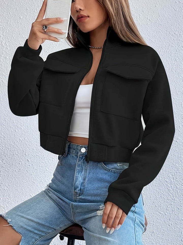 Veste Courte Zippée Style Urbain – Noir