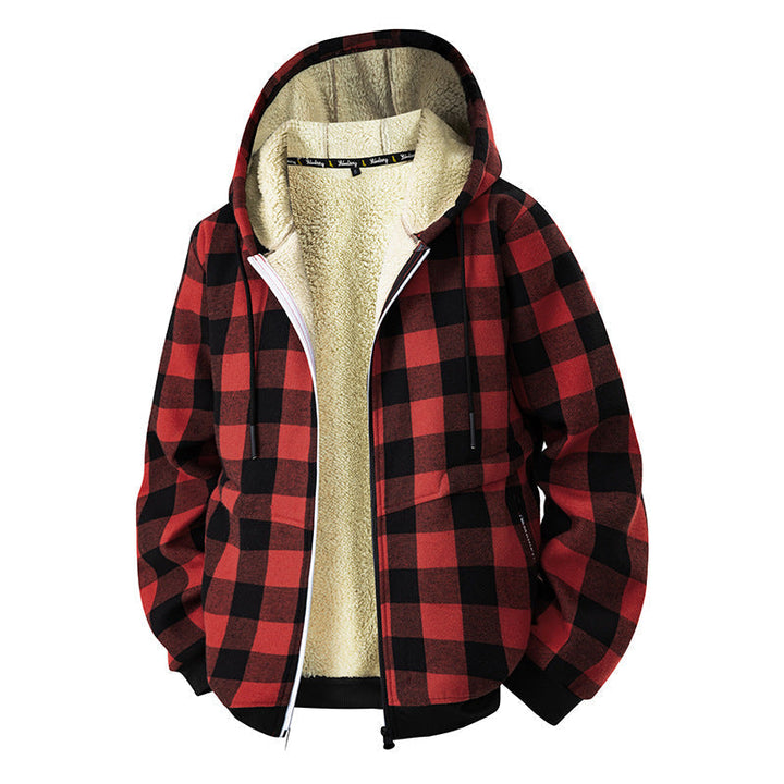 Veste Doublée à Carreaux et Capuche