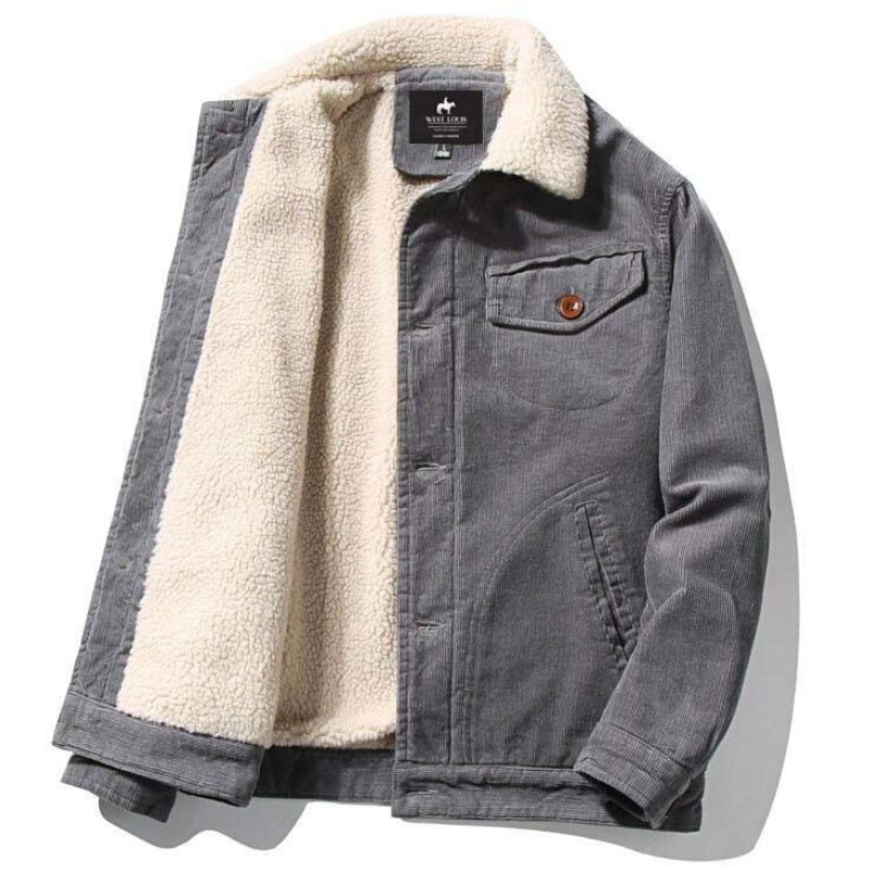 Veste Doublée à Col Contrasté – Gris
