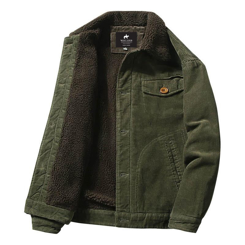 Veste Doublée à Col Contrasté – Vert Militaire