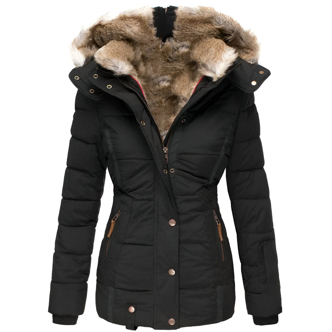 Veste Hivernale Cintrée à Capuche – Noir