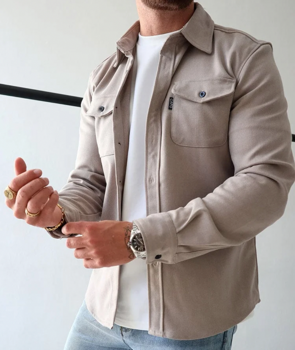 Veste Homme à Poches Plaquées – Beige
