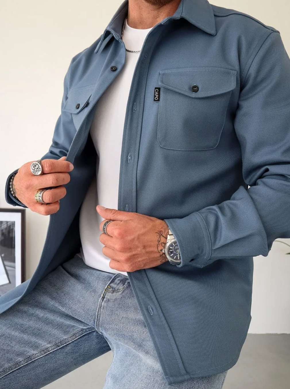 Veste Homme à Poches Plaquées – Bleu