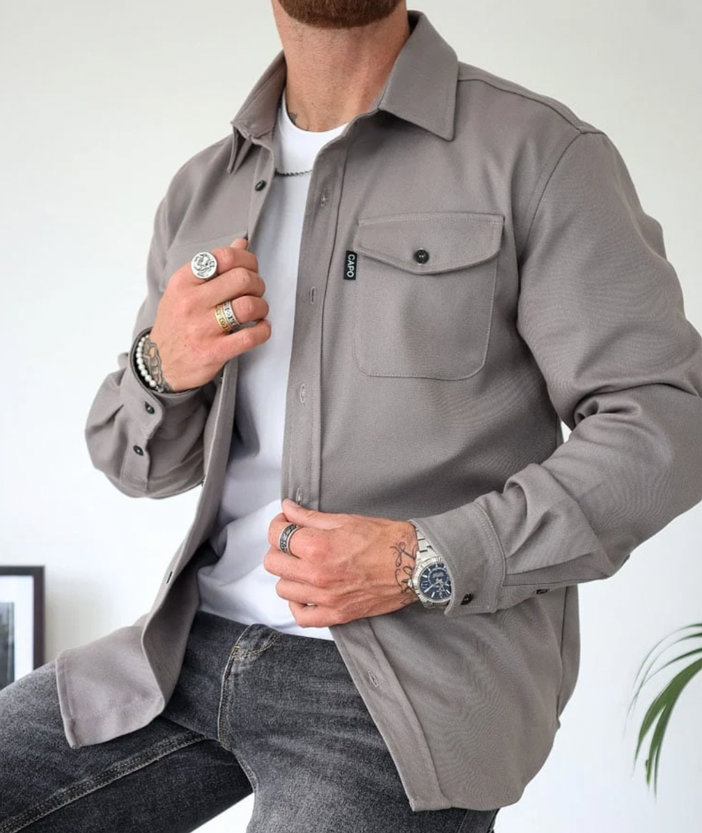 Veste Homme à Poches Plaquées – Gris