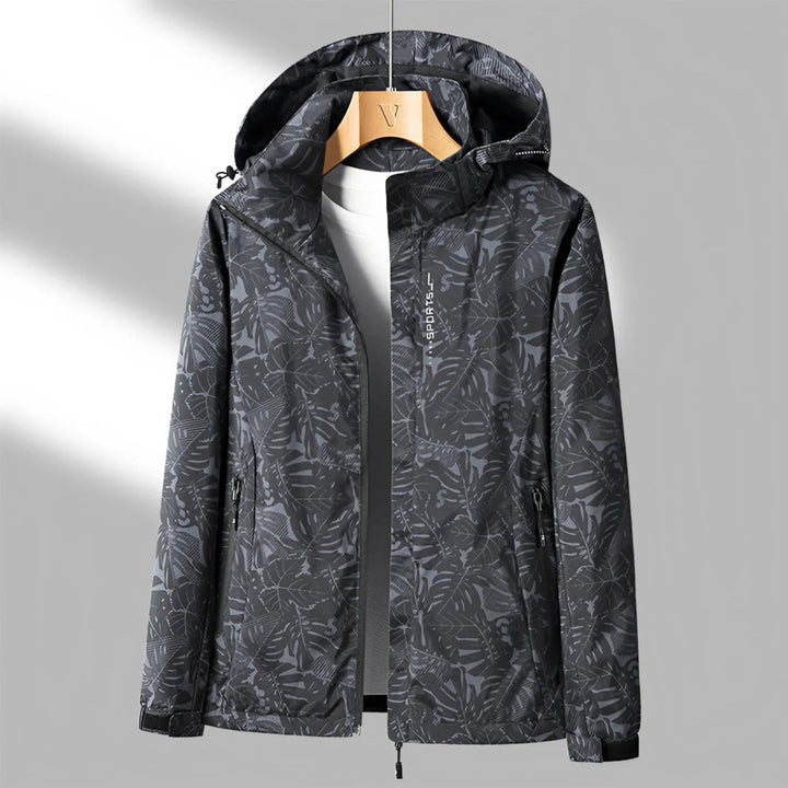 Veste Légère à Motif Végétal – Noir