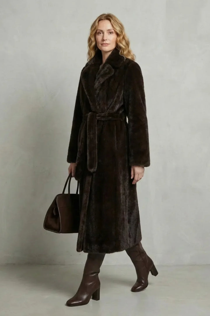 Veste Longue Ceinturée Élégante