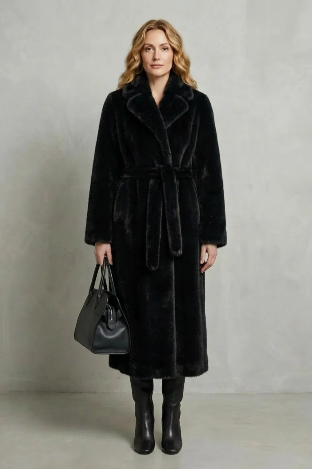 Veste Longue Ceinturée Élégante
