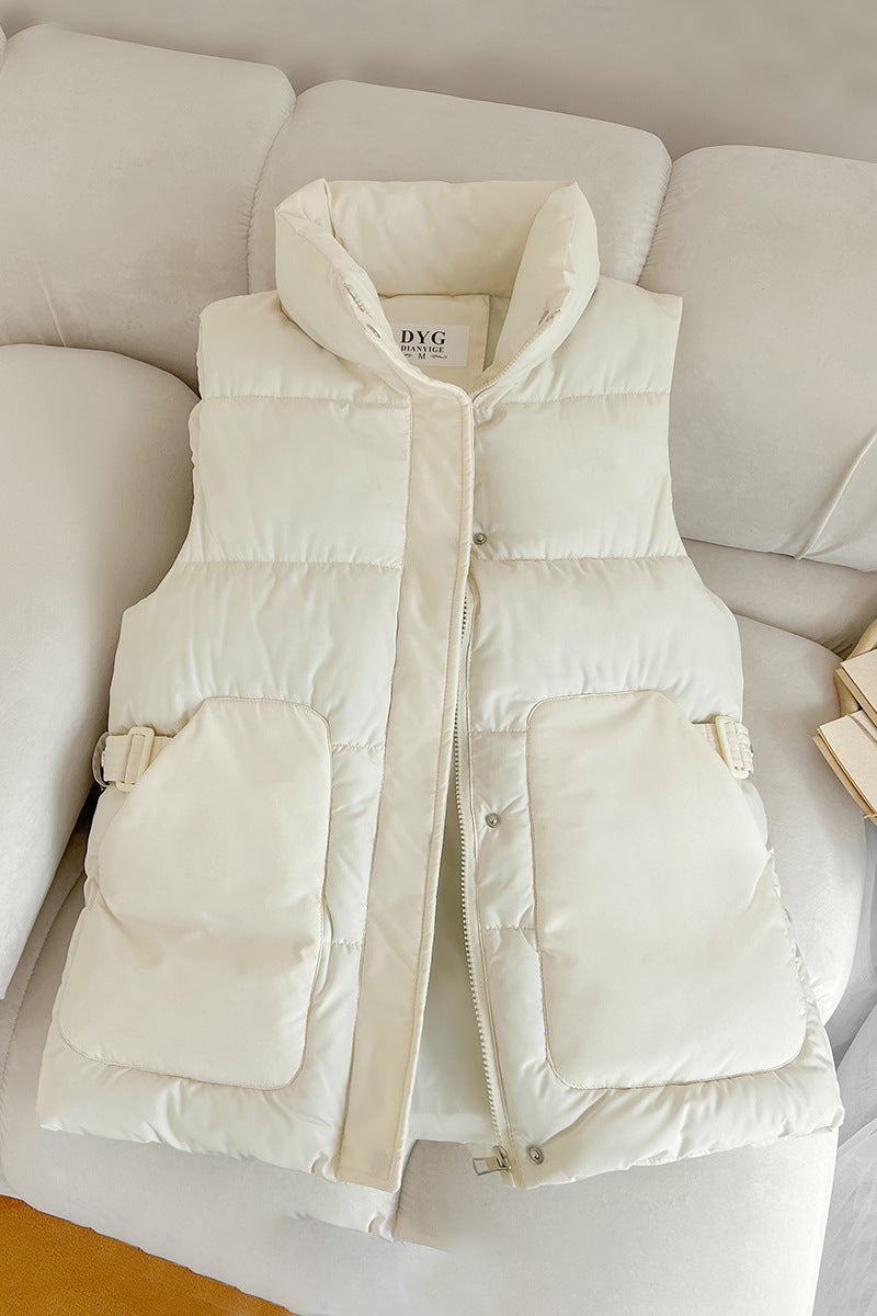 Veste Matelassée Ceinturée – Blanc Cassé