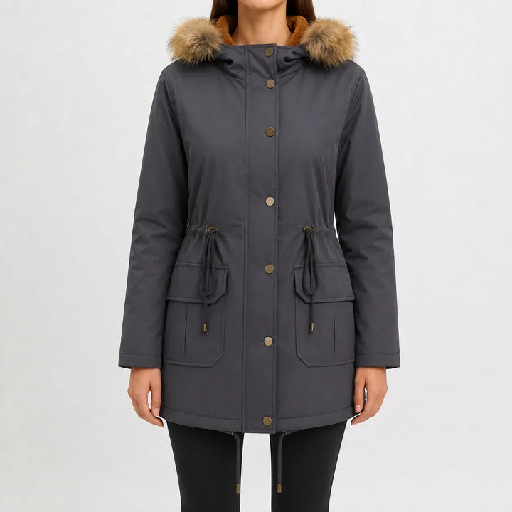 Veste Parka à Taille Ajustable – Gris Foncé